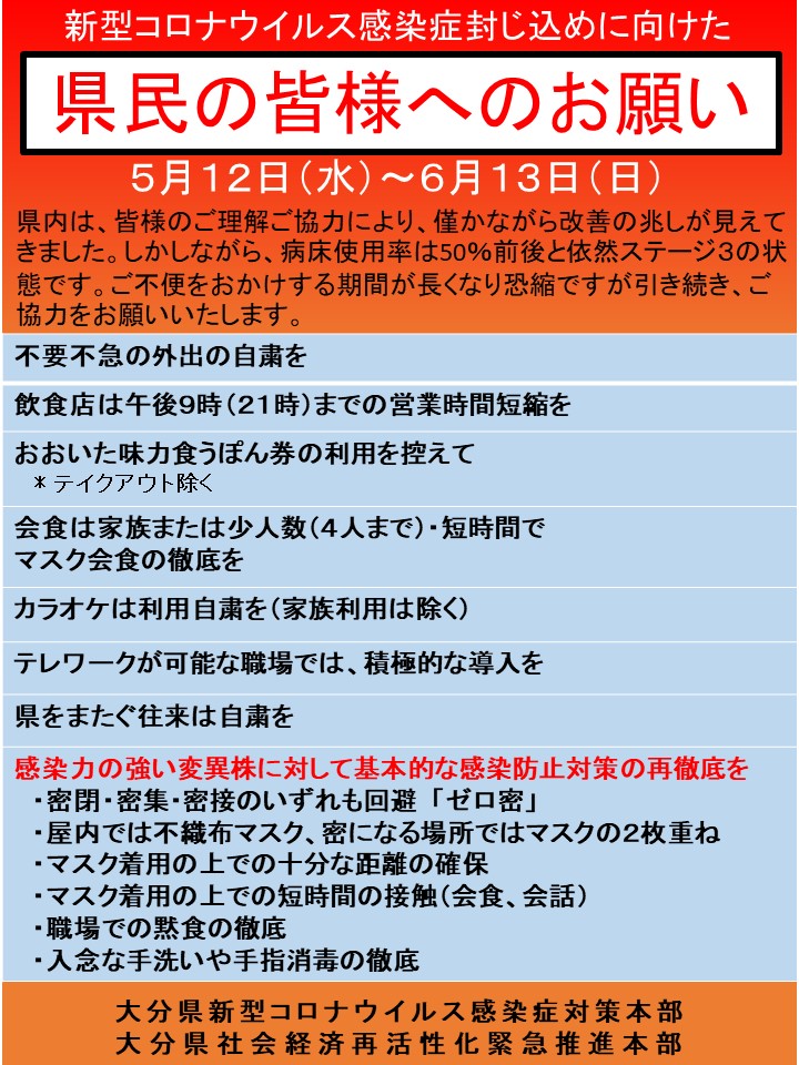 県民の皆さまへのお願い